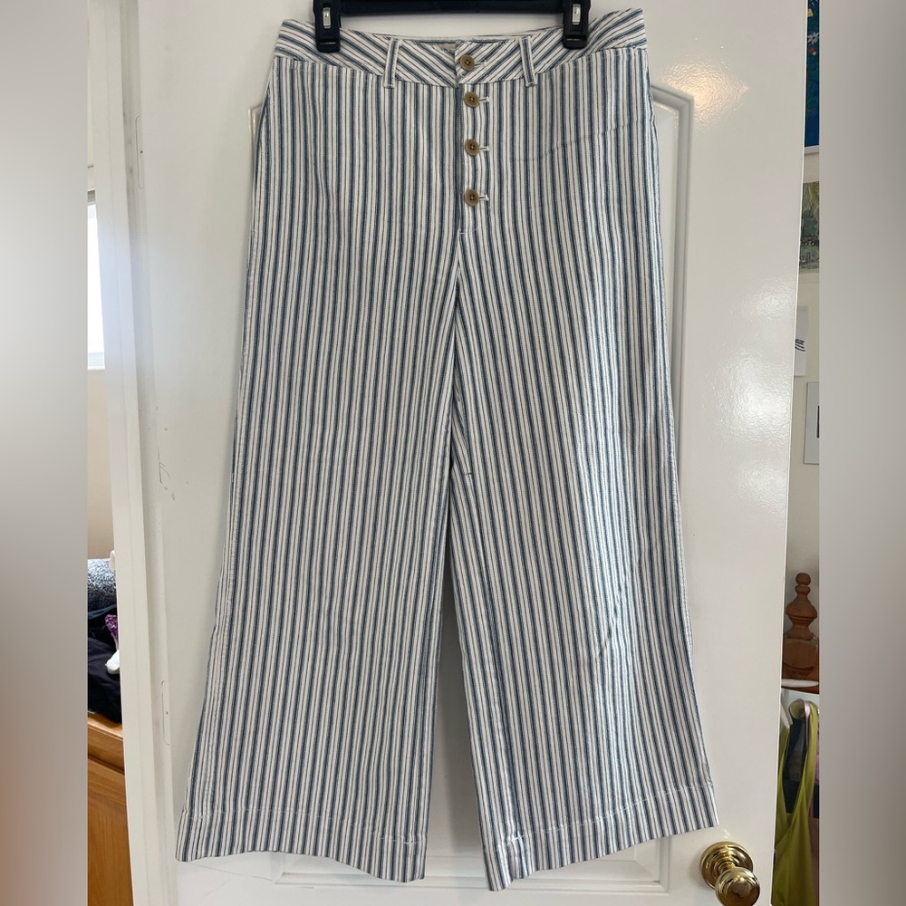 Blue and white striped wide leg pants from Madewell